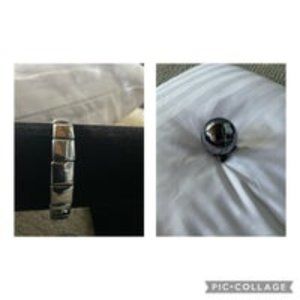 Hematite bangle bracelet and hematite baby sphere